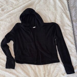 Black Hooded Zip-Up Jacket